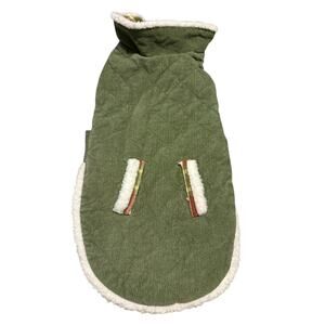 Corduroy Dog Coat Vest Jacket Hunter Green & Plaid Size M
